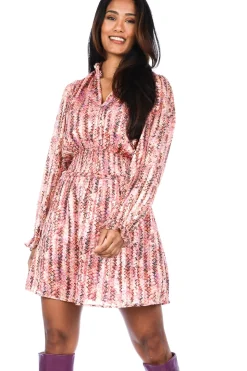 Store Dante 6 Printed Jaqcuard Dress With Lurex Vivida | Pink... | | Little Soho