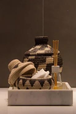 Discount Little Soho Living Printed Rattan Basket Billy - Small | Black & White... | | Little Soho