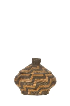 Store Little Soho Living Printed Rattan Basket Grace - Small | Brown... | | Little Soho