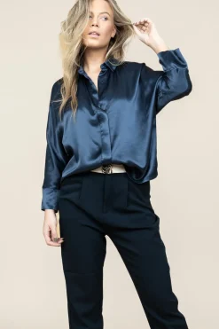 Online Greek Archaic Kori Satin Blouse Maia | Blue... | | Little Soho