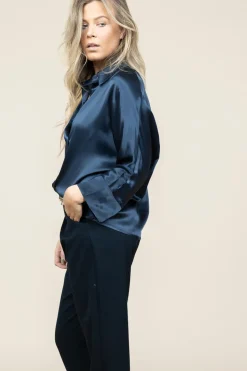 Online Greek Archaic Kori Satin Blouse Maia | Blue... | | Little Soho