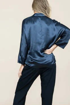 Online Greek Archaic Kori Satin Blouse Maia | Blue... | | Little Soho