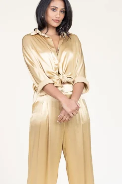 Fashion Greek Archaic Kori Satin Blouse Maia | Gold... | | Little Soho