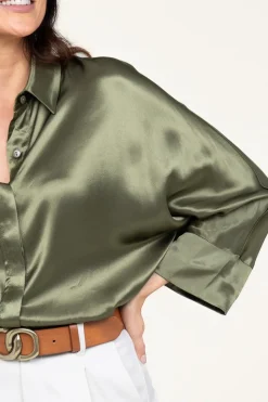Fashion Greek Archaic Kori Satin Blouse Maia | Green... | | Little Soho