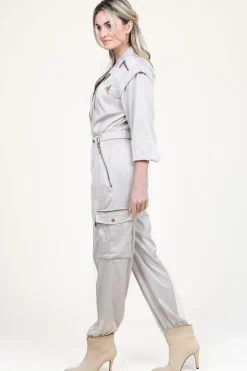 New Copenhagen Muse Satin Cargo Jumpsuit Vianna | Natural... | | Little Soho