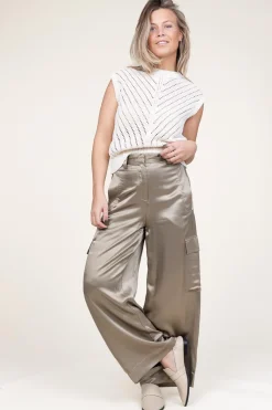 Online Mes Demoiselles Satin Cargo Trousers Silma | Green... | | Little Soho