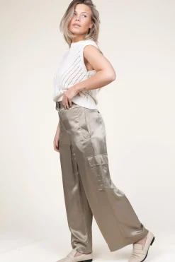 Online Mes Demoiselles Satin Cargo Trousers Silma | Green... | | Little Soho