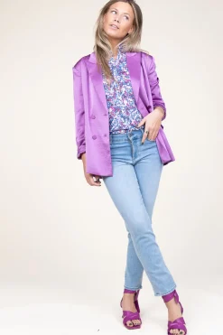 Outlet Dante 6 Satin Double-Breasted Blazer Sevigny | Purple... | | Little Soho