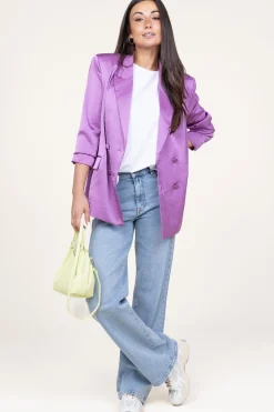 Outlet Dante 6 Satin Double-Breasted Blazer Sevigny | Purple... | | Little Soho