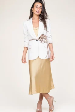 Discount Greek Archaic Kori Satin Dress Zena | Gold... | | Little Soho