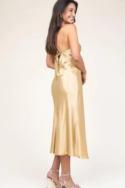 Discount Greek Archaic Kori Satin Dress Zena | Gold... | | Little Soho