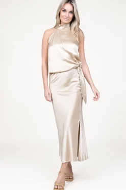 Best 45374 Satin Halter Top London | Beige... | March23 | Little Soho