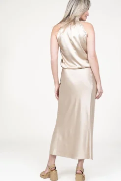 Best 45374 Satin Halter Top London | Beige... | March23 | Little Soho