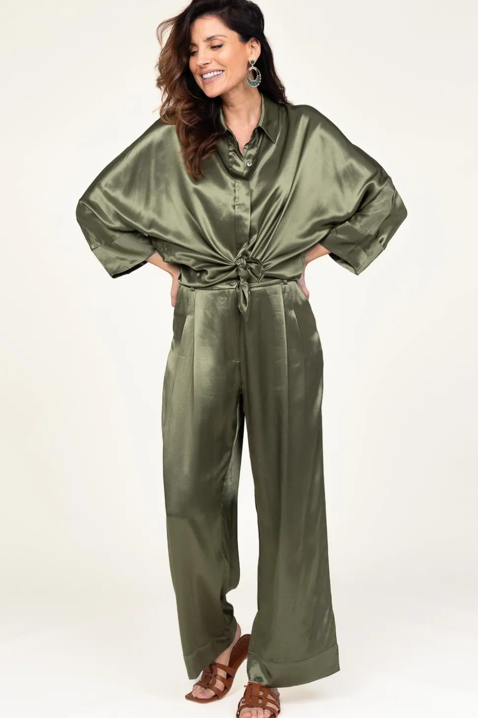 Store Greek Archaic Kori Satin Pants San Remo | Green... | | Little Soho