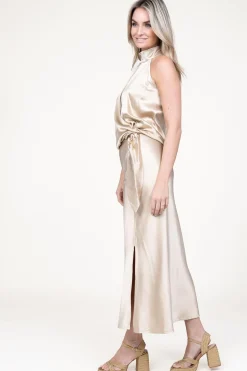 Online 45374 Satin Skirt Barcelona | Beige... | March23 | Little Soho