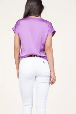 Clearance Dante 6 Satin Stretch Top Luiza | Purple... | | Little Soho