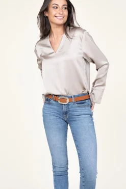 Outlet Dante 6 Satin Top Bodil | Taupe... | | Little Soho