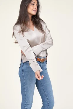 Outlet Dante 6 Satin Top Bodil | Taupe... | | Little Soho