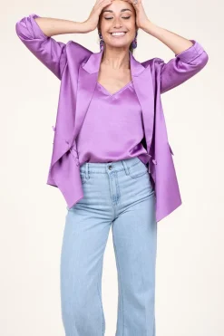 Shop Dante 6 Satin Top Obu | Purple... | | Little Soho