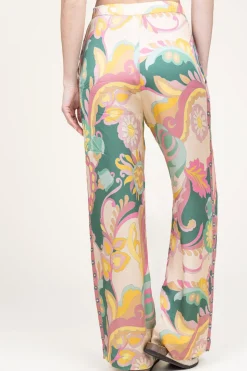 Shop Louizon Satin Viscose Pants With Print Sanpedro | Pink... | | Little Soho
