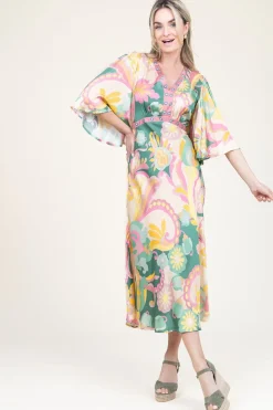 Outlet Louizon Satin Viscose Print Dress Salinas | Pink... | | Little Soho