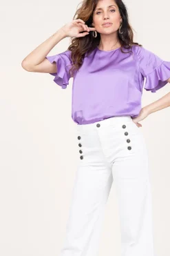 Outlet Twinset Satin Viscose Top Mila | Purple... | | Little Soho