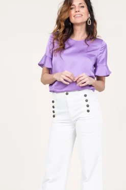 Outlet Twinset Satin Viscose Top Mila | Purple... | | Little Soho