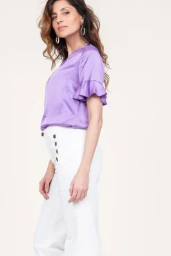 Outlet Twinset Satin Viscose Top Mila | Purple... | | Little Soho
