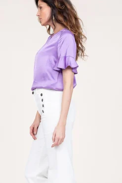 Outlet Twinset Satin Viscose Top Mila | Purple... | | Little Soho