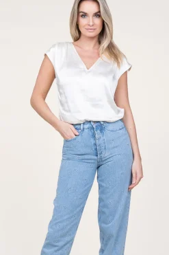 Cheap Aaiko Satin V-Neck Top Oriana | White... | | Little Soho