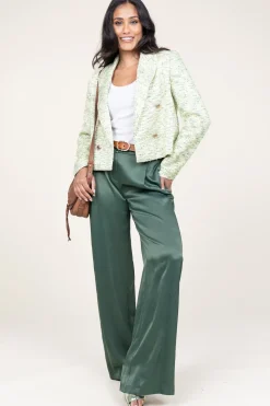 Best Sale Patrizia Pepe Satin Wide Leg Trousers Elena | Groen... | | Little Soho