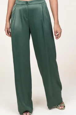 Best Sale Patrizia Pepe Satin Wide Leg Trousers Elena | Groen... | | Little Soho