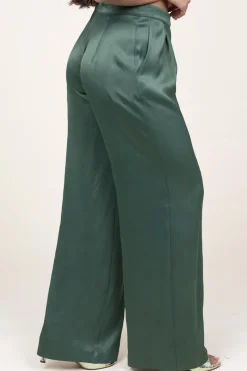 Best Sale Patrizia Pepe Satin Wide Leg Trousers Elena | Groen... | | Little Soho