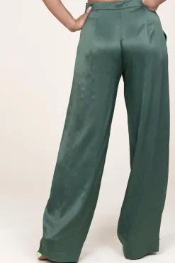 Best Sale Patrizia Pepe Satin Wide Leg Trousers Elena | Groen... | | Little Soho