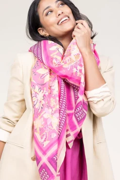 Hot Moment Amsterdam Scarf With Print Mira | Pink... | | Little Soho