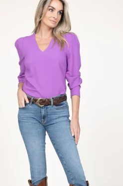 Best Sale Dante 6 Seersucker Top With Puff Sleeves Zarga | Purple... | | Little Soho