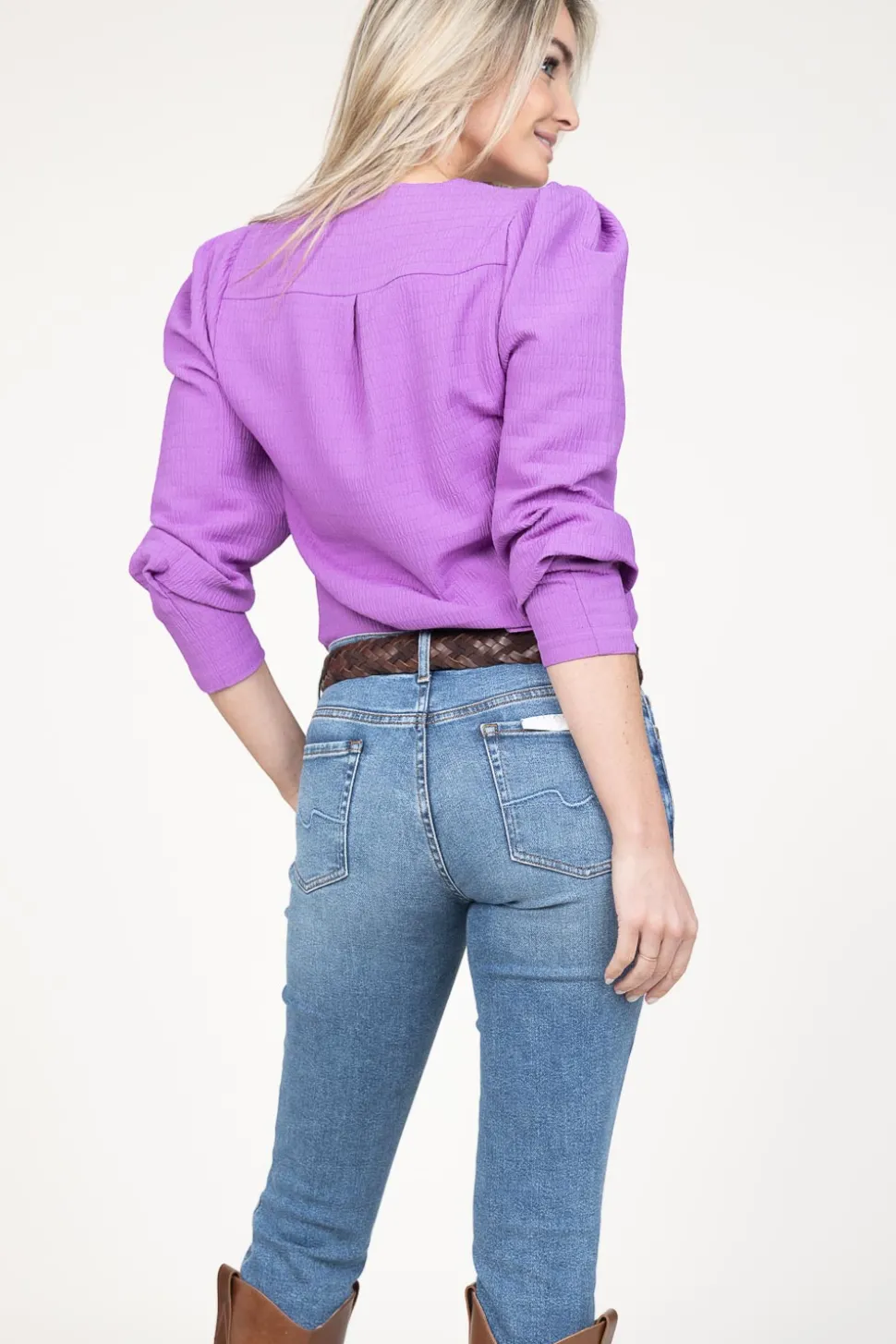 Best Sale Dante 6 Seersucker Top With Puff Sleeves Zarga | Purple... | | Little Soho