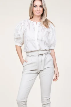 Outlet Copenhagen Muse Shiny Flockprint Blouse Baloon | Natural... | | Little Soho