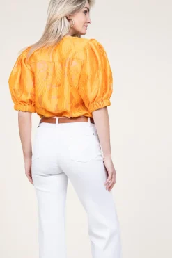 Online Copenhagen Muse Shiny Flockprint Blouse Baloon | Orange... | | Little Soho