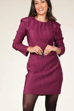 Hot Dante 6 Shiny Jacquard Dress Arone | Bordeaux... | | Little Soho