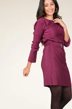 Hot Dante 6 Shiny Jacquard Dress Arone | Bordeaux... | | Little Soho