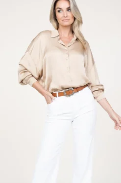 New Kocca Shiny Viscose Blouse Geo | Beige... | | Little Soho