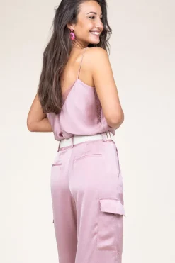 Best Sale ba&sh Silk Top With Lace Clarisse | Pink... | | Little Soho