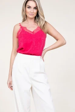 Online Berenice Silk Top With Lace Taylor | Pink... | | Little Soho