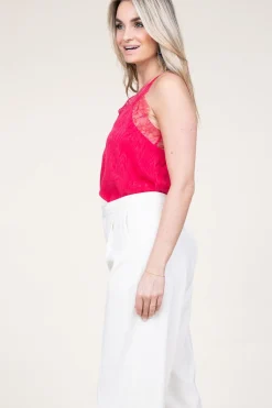 Online Berenice Silk Top With Lace Taylor | Pink... | | Little Soho