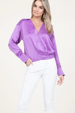 Sale Dante 6 Silk Wrap Top Lisboa | Purple... | | Little Soho