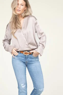 New Dante 6 Silk Wrap Top Lisboa | Taupe... | | Little Soho