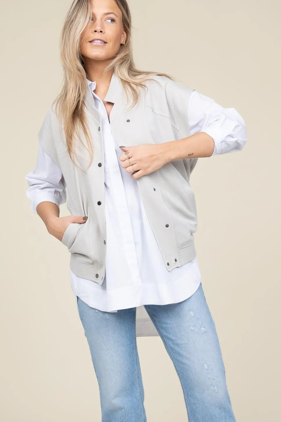 New D-ETOILES CASIOPE Sleeveless Bomber With Lurex Geveva | Natural... | | Little Soho