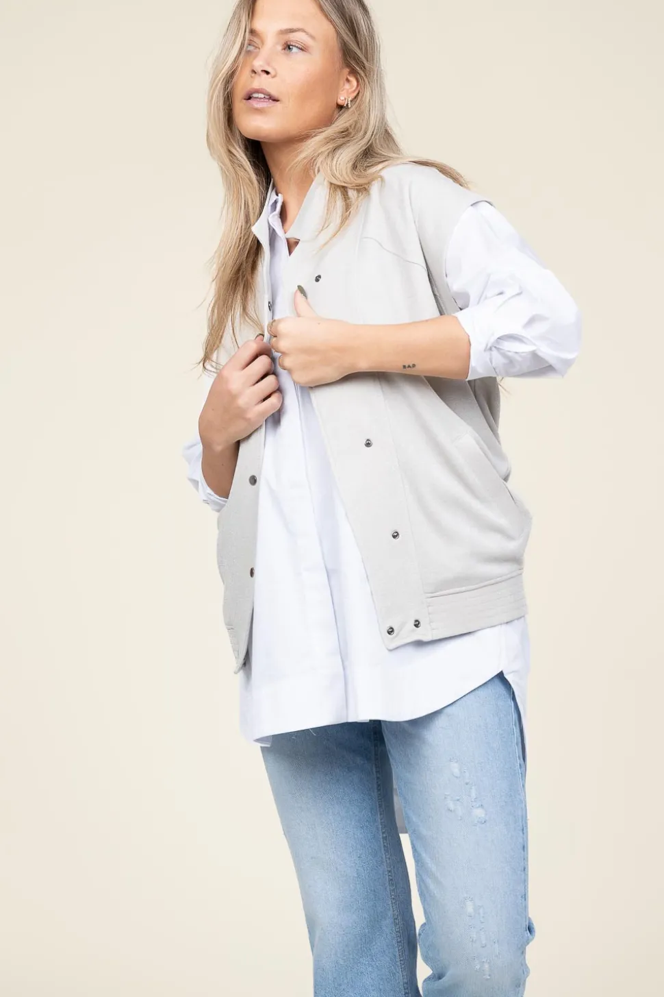 New D-ETOILES CASIOPE Sleeveless Bomber With Lurex Geveva | Natural... | | Little Soho