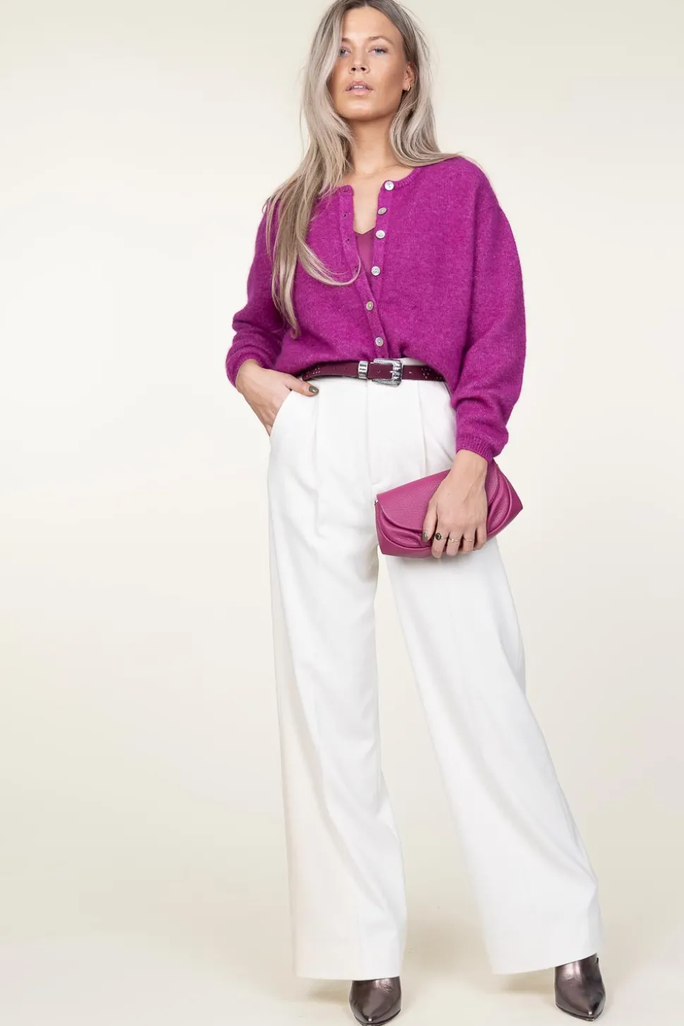 Cheap American Vintage Soft Alpaca Cardigan Vitow | Purple... | | Little Soho